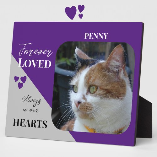 Cat Photo Sympathy Keepsake Pet Memorial purple Plaque