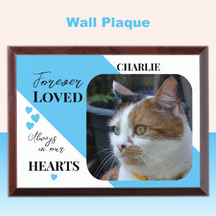 Cat Photo Sympathy Pet Memorial blue wood plaque