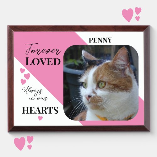 Cat Photo Sympathy Pet Memorial pink wood plaque