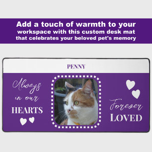 Cat Photo Sympathy Pet Memorial purple Desk Mat