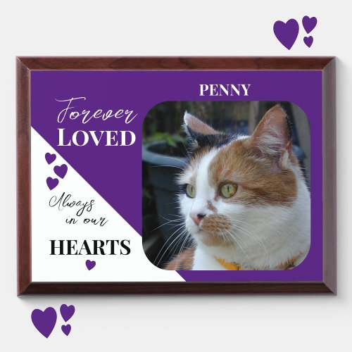 Cat Photo Sympathy Pet Memorial purple wood plaque