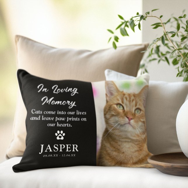 Cat Photo & Sympathy Quote Pet Loss Memorial Lumbar Pillow (Creator Uploaded)