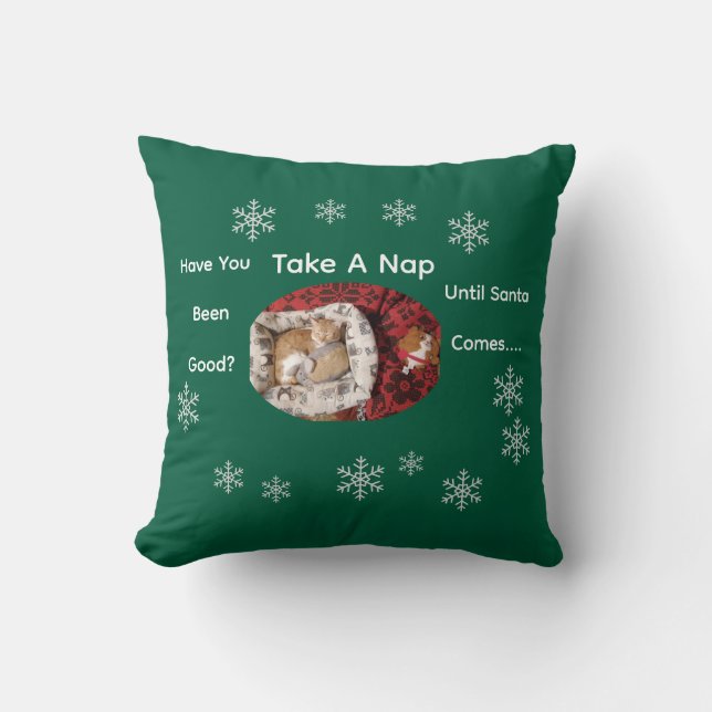 Cat Photo , Text, Customize  Throw Pillow (Front)