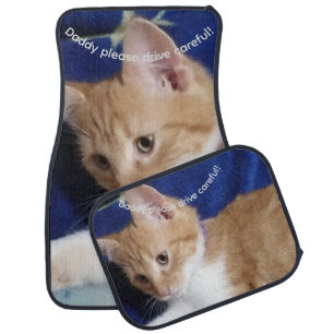 Cat Photo Text, Daddy Drive Careful, Customize,  Car Floor Mat