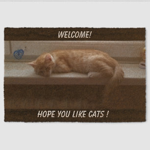 Cat Photo Welcome Hope You Like Cats Fiber Doormat