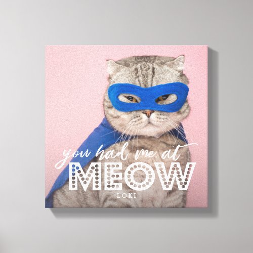 Cat Photo  You Had Me At MEOW Custom Canvas Print