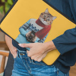 Cat Photographer in Vintage Sweater Quirky Laptop Sleeve<br><div class="desc">Keep your computer safe in style with this fun and quirky computer sleeve. It features a photo collage style illustration of a cat dressed in a retro style sweater and holding a vintage camera.</div>