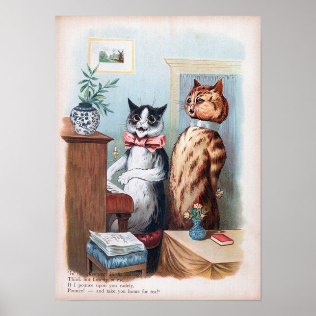 Cat Piano Accompaniment, Louis Wain Poster (Front)