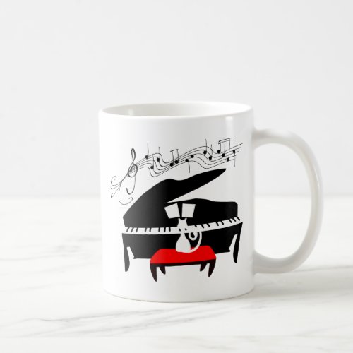 Cat  Piano Coffee Mug