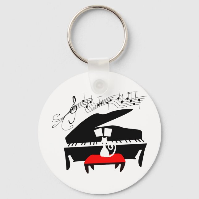 Cat & Piano Keychain (Front)