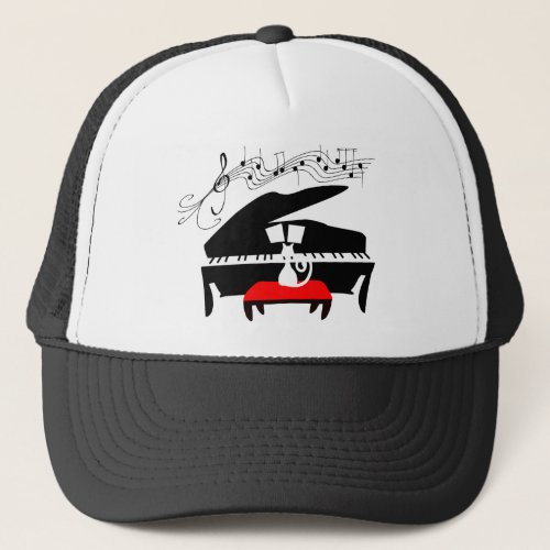 Cat  Piano Trucker Hat