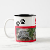 Cat Picture Collage With Paw Prints Personalized Two-Tone Coffee Mug (Left)