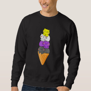 Cat Pile Ice Cream Non Binary Flag Agender Genderq Sweatshirt