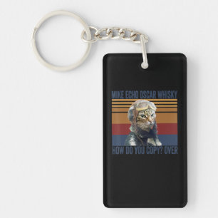 Cat Pilot Mike Echo Oscar Whisky Costume Gift Keychain