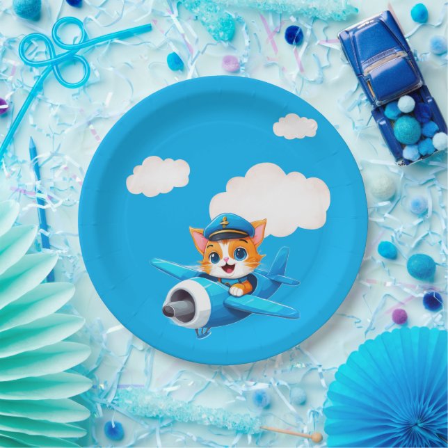 Cat Pilot Paper Plates (Party)