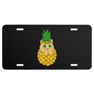 Cat Pineapple   Cute Cat Lover   Summer Fruit Gift License Plate