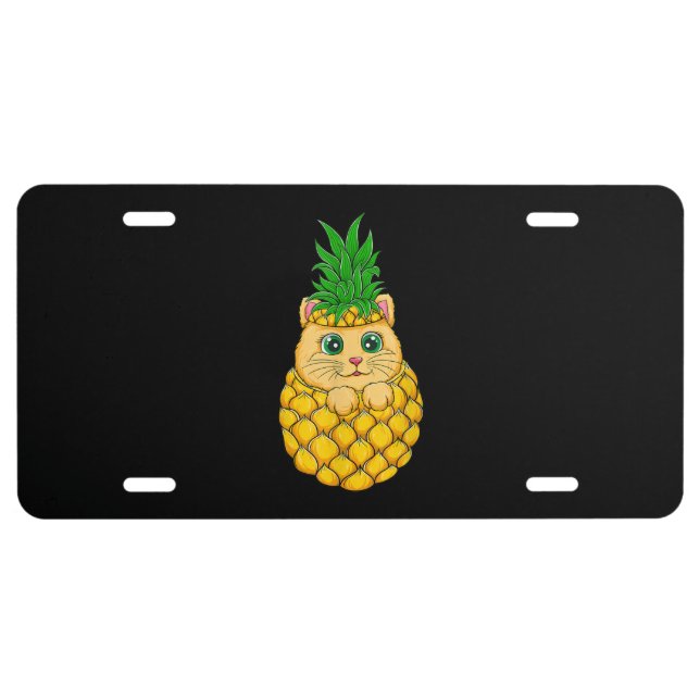 Cat Pineapple | Cute Cat Lover | Summer Fruit Gift License Plate (Front)