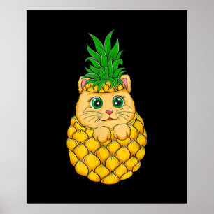 Cat Pineapple Cute Cat Lover Summer Fruit Gift Poster