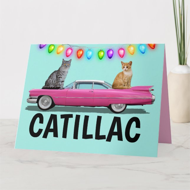 CAT PINK CADDY 1ST CLASS CHRISTMAS CARDS (Front)