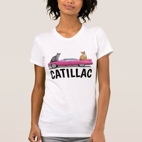 CAT PINK CADDY CLASSIC CAR VINTAGE  T_Shirts