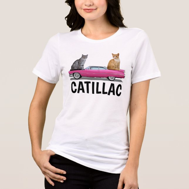 CAT PINK CATILLAC CLASSIC CAR T-SHIRTS (Front)