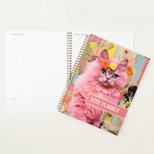 Cat Pink fluffy collage Planner