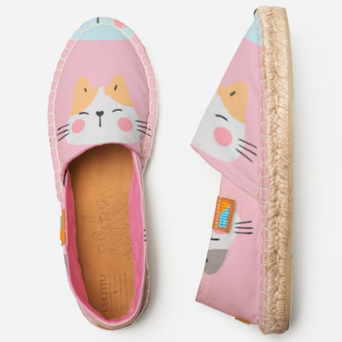 Cat Pink Pattern Womens Canvas Espadrilles Shoes