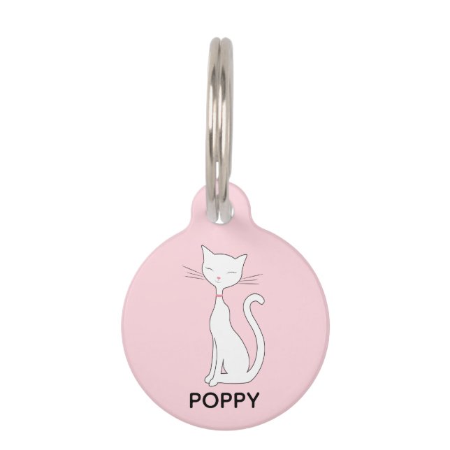 Cat Pink Personalized Pet ID Tag (Front)