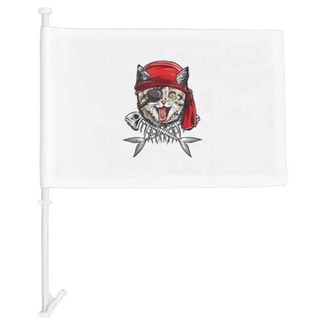 Cat Pirate Boys Men Jolly Roger Flag Skull And Cro (Front)
