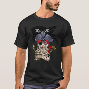 Cat Pirate Bucaneer Pet Crossbones T-Shirt