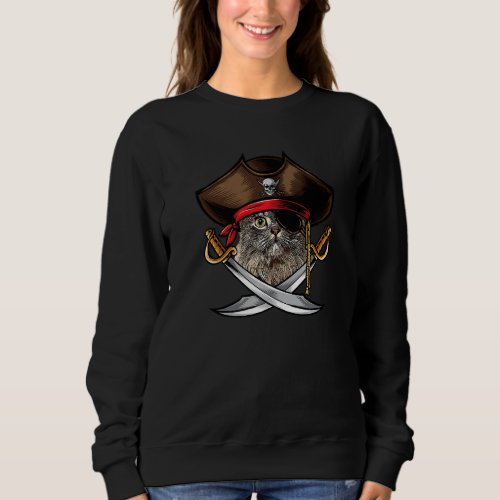 Cat Pirate Captain Easy Halloween Costume  1 Sweatshirt