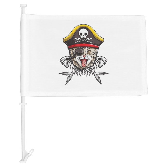 Cat Pirate Captain Men Jolly Roger Flag Skull And  (Front)