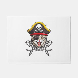 Cat Pirate Captain Men Jolly Roger Flag Skull And  Doormat