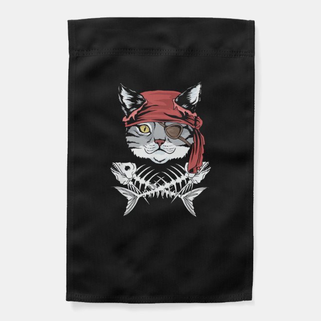 Cat Pirate Funny Cat Pirate Halloween Garden Flag (Front)