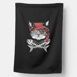 Cat Pirate Funny Cat Pirate Halloween House Flag