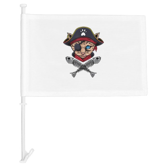 Cat Pirate Jolly Roger Flag Skull and Crossbones T (Front)