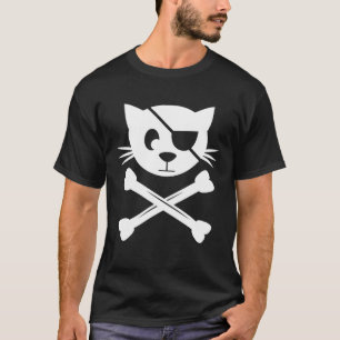 Cat Pirate Jolly Roger Flag Skull and Crossbones T-Shirt