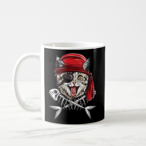 Cat Pirate Jolly Roger Flag Skull Crossbones Capta Coffee Mug