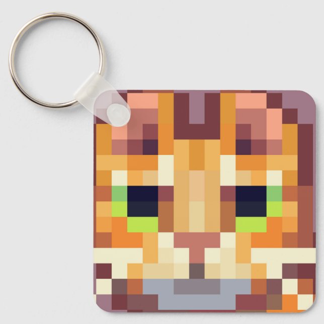 Cat pixelart, Pixel Art, sleutelhanger  Keychain (Front)