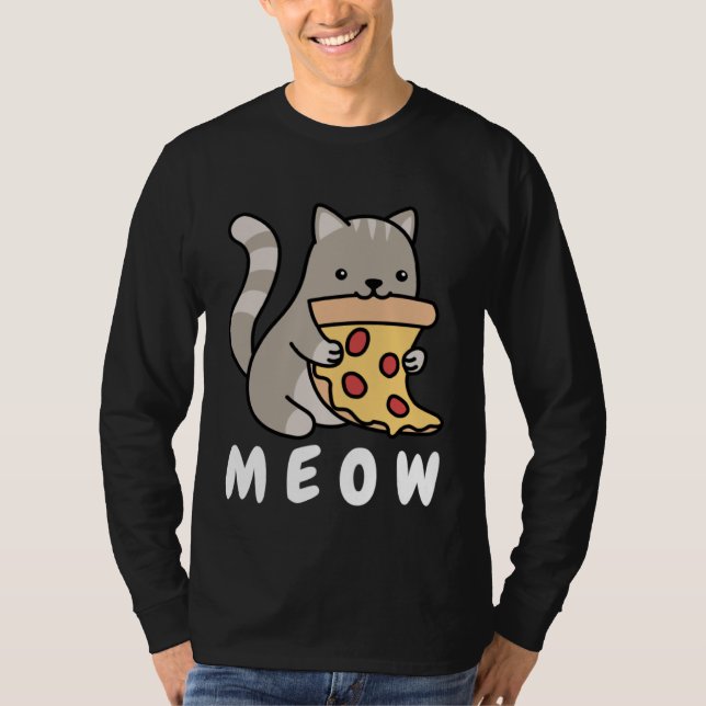 Cat Pizza Cat Owner Fast Food  Cats Humorous Fun T-Shirt (Front)