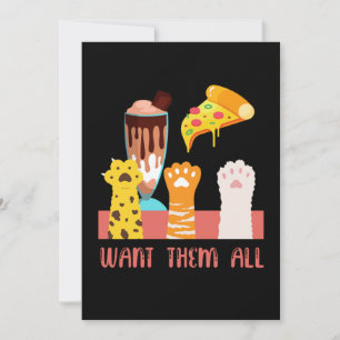 Cat Pizza Ice Cream Kitten Kitty Pet Animal Gift Invitation