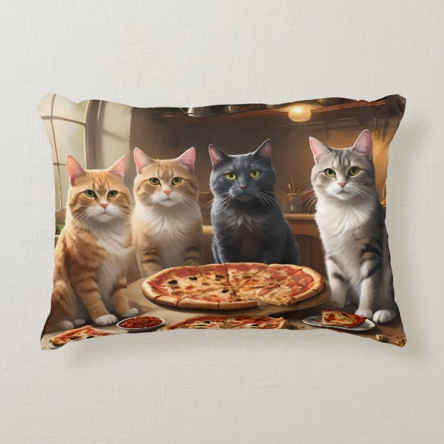 Cat Pizza Night, Accent Pillow (Front)