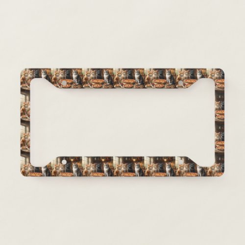 Cat Pizza Night License Plate Frame