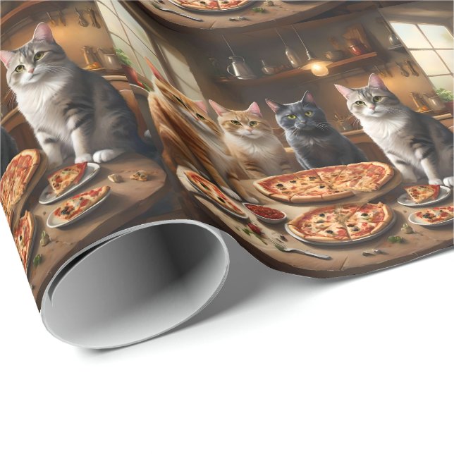 Cat Pizza Night, Wrapping Paper (Roll Corner)