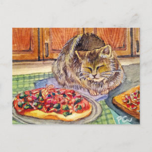 Cat & Pizza Postcard
