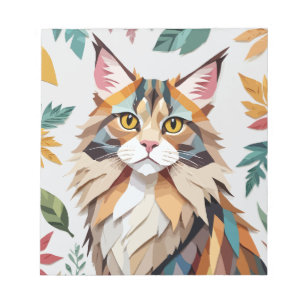 Cat Playful Adorable Fun Animal Colorful Geometric Notepad