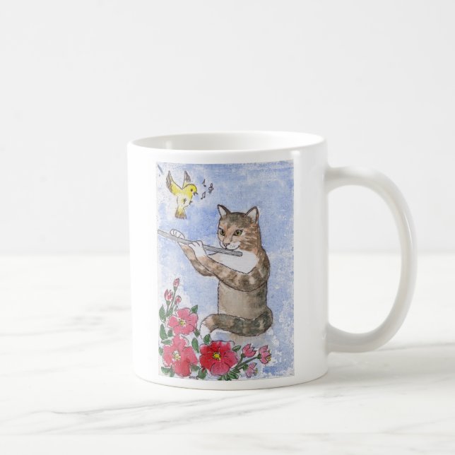 Cat Playing a Flute Coffee Mug (Right)