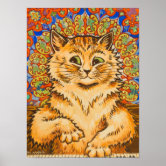 FLOWERED CAT : Vintage Psychedelic Abstract Louis Wain Print | Art Board  Print