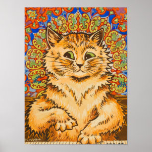 OdDdot Louis Wain Painter's Artwork - (Grey Cat) Printing Posters Canvas  Wall Art Picture Prints Hanging Photo Gift Idea Decor Homes Artworks