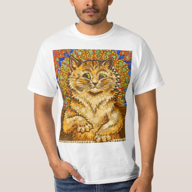 Cat Playing a Piano, Psychedelic -After Louis Wain T-Shirt (Front)